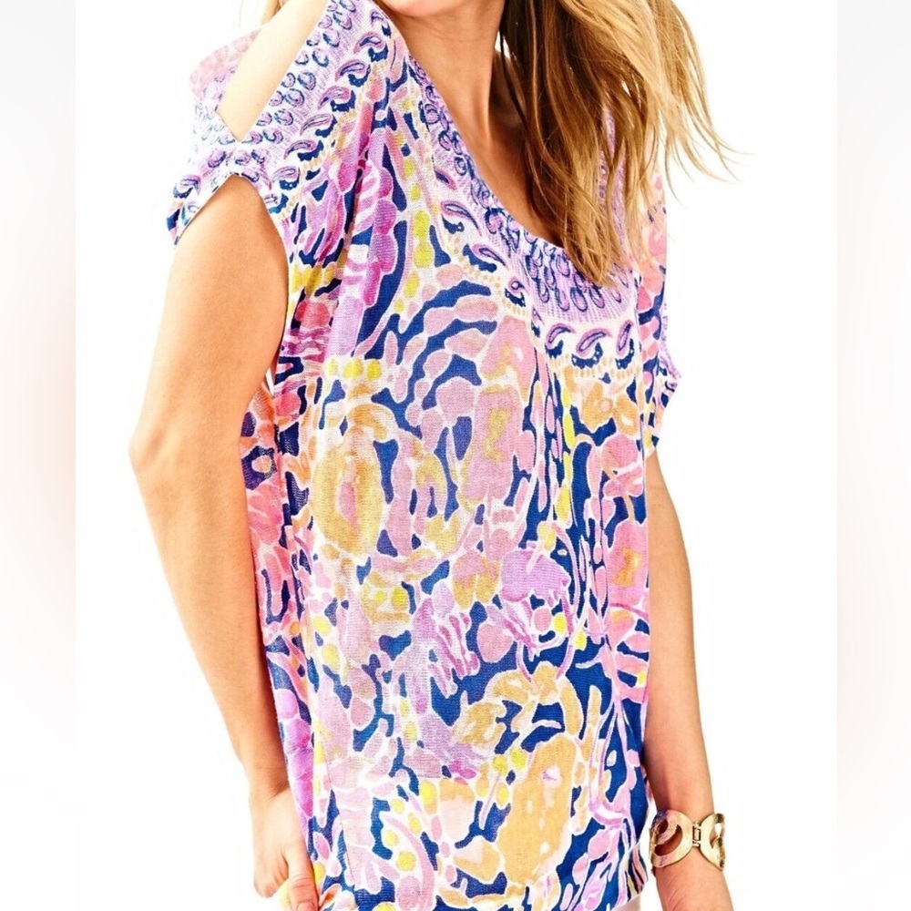 LILLY PULITZER ELLISTON "Catch & Release" LINEN TOP SWEATER SIZE XXS/xs $148.00